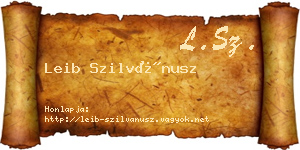 Leib Szilvánusz névjegykártya